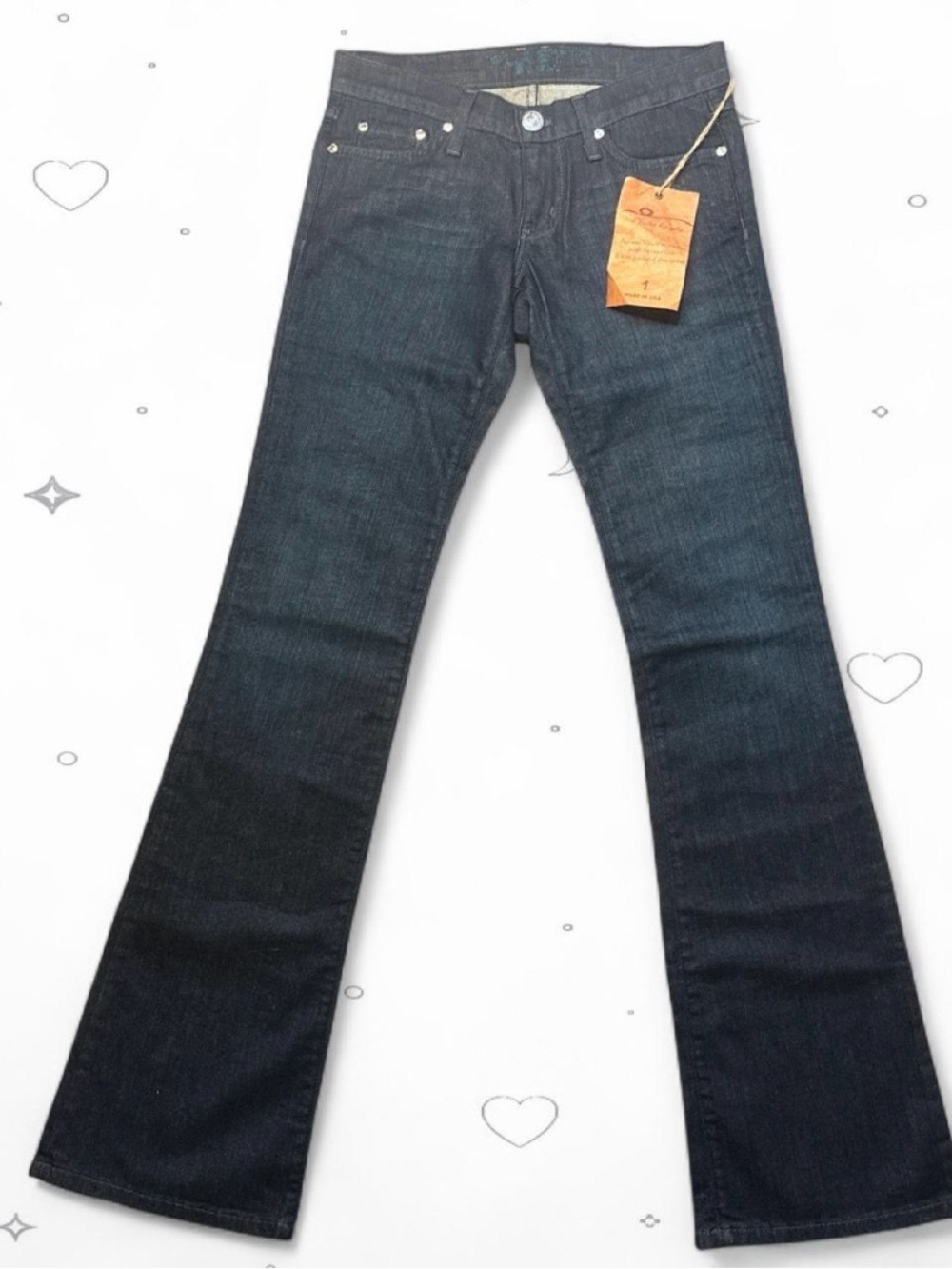 NWT Plastic by GLY Dark Wash Rhinestone Flare Jeans Size 1